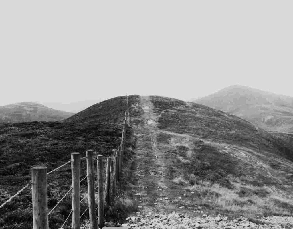 small fence boundaries on a hill