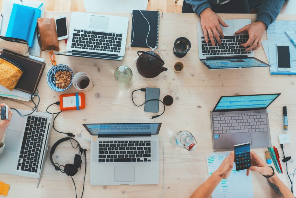 digital laptops on a desk