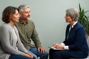 a family therapist consulting a mature couple