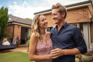 excited couple in candid style