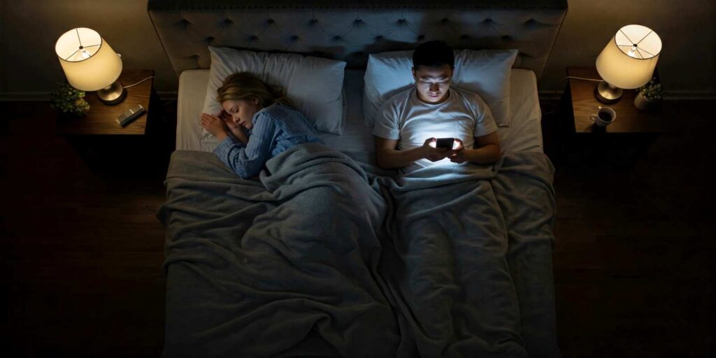 Husband watching x rated video While Wife is Sleeping in Baltimore home