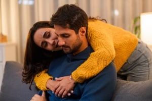 Virginia Beach wife Hugging Stressed Husband Showing Trust and Healing in Relationship