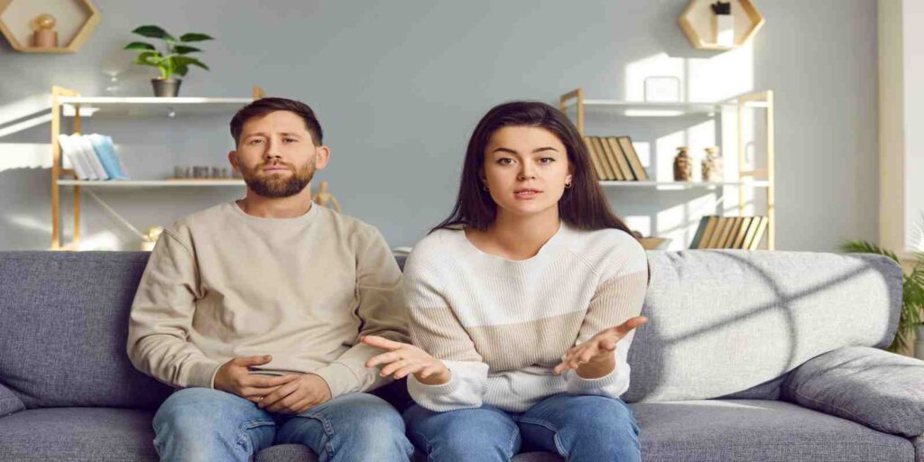Young Maryland Couple Talking About Relationship Problems in Online Therapy