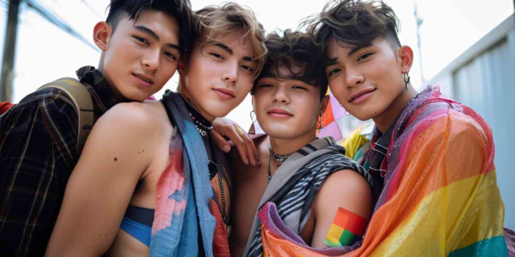 Group of Queer Teen Friends Celebrating Gay Pride