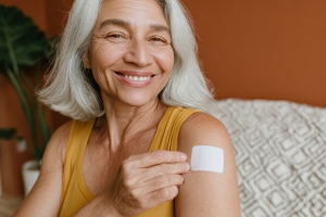 Mature Maryland Woman with Menopause Hormone Therapy Patch