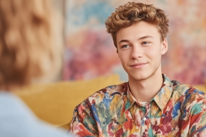 Queer Teen Having Affirming Therapy