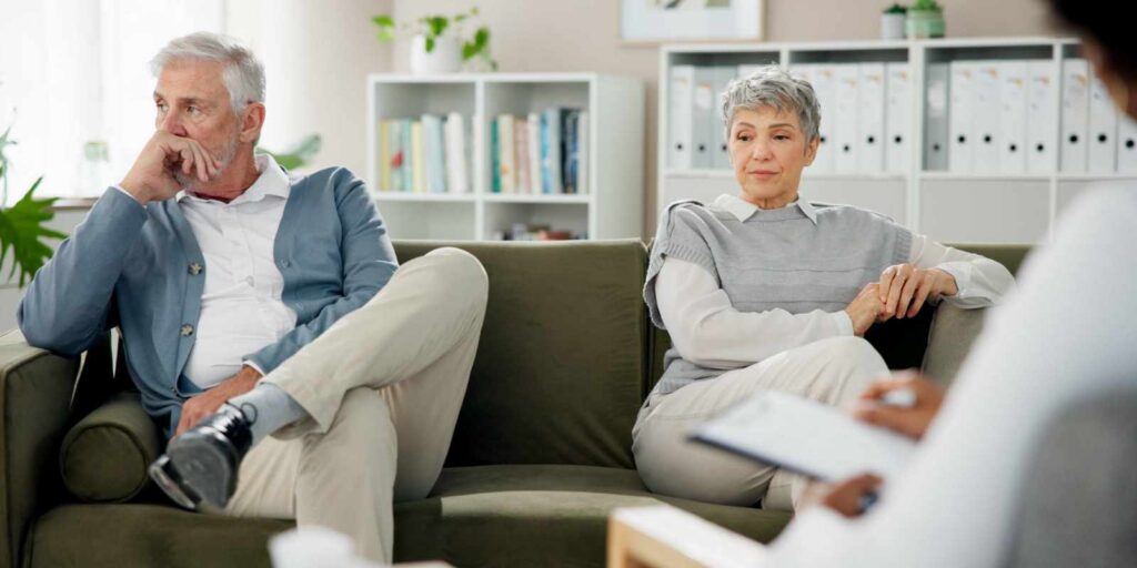 Senior Couple with Different Political Views in A Therapy Session in Virginia Beach, VA