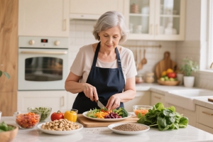 Woman Preparing Hormone Balancing Diet Menopause