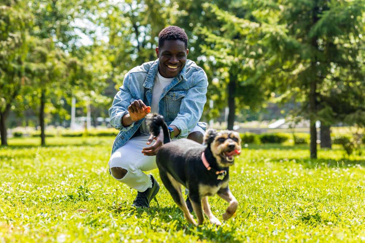 mens therapy patient with dog