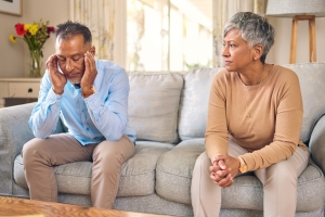 Man Trying to Calm His Body During an Argument in Relationship