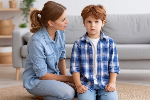Mother Trying To Talk Her Son Who Is Feeling Emotional Neglect