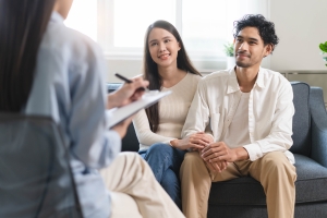 Couple Having Premarital Therapy with Professional Therapist