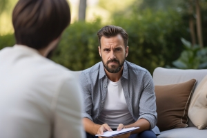 Man in Indivisual Therapy Session for Anger Management