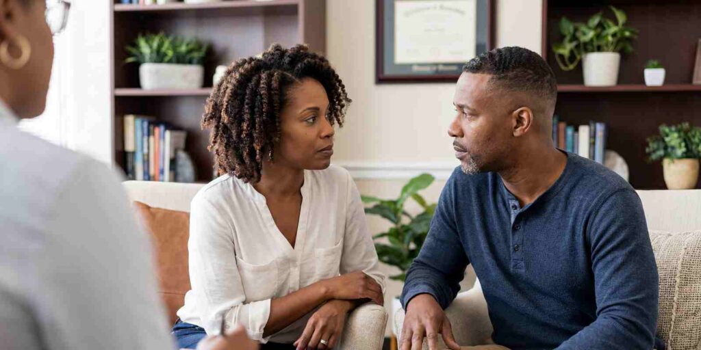 Couple in Therapy Session for Neurodivergent Relationship